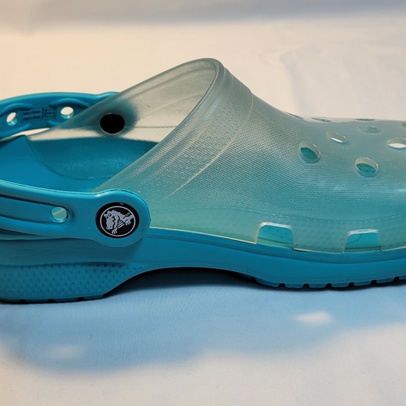 Crocs Shoes Unisex Mens 4 Womens 6 Classic Translucent Clog Digital Aqua - Picture 4 of 10